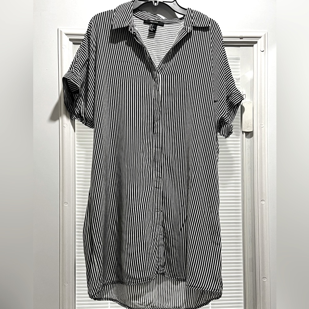 Black and White Striped Blouse